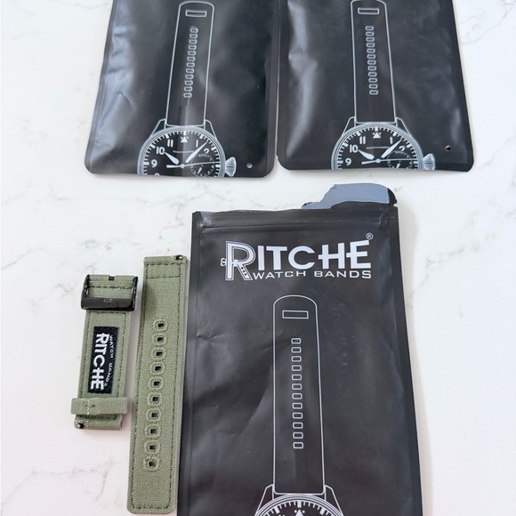 3 pack of Ritche Watch Strap Green,Tan,Black.1 pack is open and 2 pack sealed main image 5